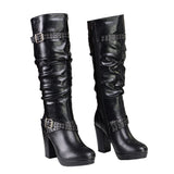 Milwaukee Leather MBL9419 Women's Tall Premium Black Platform Fashion Casual Boots with Slouch Shaft