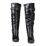 Milwaukee Leather MBL9419 Women's Tall Premium Black Platform Fashion Casual Boots with Slouch Shaft