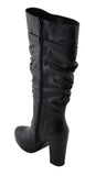 Milwaukee Leather MBL9419 Women's Tall Premium Black Platform Fashion Casual Boots with Slouch Shaft