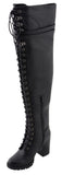 Milwaukee Leather Women's Black Above the Knee Lace-Up Fashion Casual Boots MBL9424
