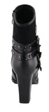 Milwaukee Leather MBL9433 Women's Black Triple Buckle Strap Fashion Riding Boots with Block Heel