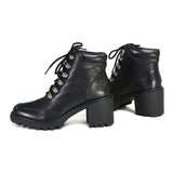 Milwaukee Performance Leather MBL9439 Women's ‘Devine’ Black Leather Lace to Toe Boots with Platform Heel