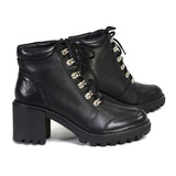 Milwaukee Performance Leather MBL9439 Women's ‘Devine’ Black Leather Lace to Toe Boots with Platform Heel