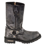 Milwaukee Leather Men's Distressed Gray Leather 11-inch Classic Harness Square Toe Motorcycle Boots MBM9006