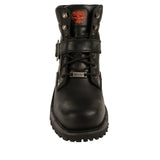 Milwaukee Leather Men's Wide-Width Classic Black Leather Lace-Up 6-inch Engineer Boots with Side Buckle MBM9010W