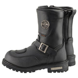 Milwaukee Leather Men's Black Wide Width 9-inch Waterproof Engineer Leather Biker Boots with Reflective Piping MBM9071WP