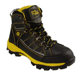 Bazalt MBM9122 Herren-Outdoor-Schnürstiefel aus wasser- und frostfestem Leder in Schwarz mit Gelb