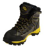 Bazalt MBM9124 Outdoor-Stiefel aus wasser- und frostfestem Leder für Herren, mit Kunstfellfutter, Schwarz mit Gelb
