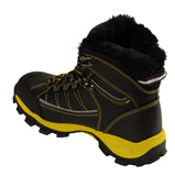 Bazalt MBM9124 Outdoor-Stiefel aus wasser- und frostfestem Leder für Herren, mit Kunstfellfutter, Schwarz mit Gelb