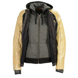 Milwaukee Leather MDL2005 Ladies Hooded Two Tone Black and Beige Denim and Leather Scuba Jacket