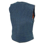 Milwaukee Leather MDL4000 Women's Blue Plain Side 4 Snap Front Denim Vest