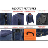 Milwaukee Leather MDM3020 Men's Blue Denim '5-in-1' Club Style Vest with Removable Hoodie