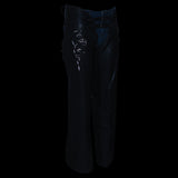 Milwaukee Leather Chaps for Women Black Low-Rise Waist- Double Buckle Reflective Embroidery Motorcycle Chap- ML1187