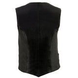 Milwaukee Leather ML1253 Women's Black Premium Leather V-Neck Motorcycle Rider Vest w/ Milwaukee Leather Logo Snaps Closure