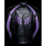 Milwaukee Leather ML1952 Women's Black and Purple Embroidered and Stud Design Scooter Jacket