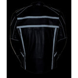 Milwaukee Leather ML2083 Men's Black Premium Leather Vented Motorcycle Rider Jacket w/ Reflective Piping