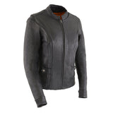 Milwaukee Leather MLL2530 Women's Vented Black Leather Scooter Jacket