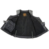 Milwaukee Leather MLL4506 Women's Grey Leather Vintage Slate Snap Front Vest with Racing Stripes