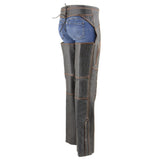 Milwaukee Leather Chaps for Women Black and Orange Premium Skin Laser Cut Accent Stitching Motorcycle Chap- MLL6525