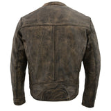 Milwaukee Leather MLM1550 Men's Vented Black-Beige Distressed Leather Scooter Style Motorcycle Jacket w/ Liner