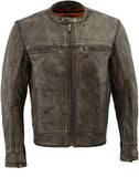 Milwaukee Leather MLM1550 Men's Vented Black-Beige Distressed Leather Scooter Style Motorcycle Jacket w/ Liner