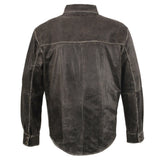 Milwaukee Leather MLM1605 Men's 'Button Down' Distressed Grey Casual Biker Leather Shirt