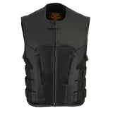 Milwaukee Leather MLM3500 Men's Bullet Proof Style Swat Rider Leather Vest W/ Single Panel Back for Club Patches