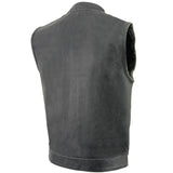 Milwaukee Leather MLM3513 Men's Naked Leather Club Style Vest- Concealed Snaps Zipper Closure Motorcycle Rider Vest