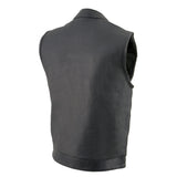 Milwaukee Leather MLM3514 Men's Black “Cool-Tec” Naked Leather Vest - Club Style Dual Closure Motorcycle Rider Vest