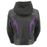 Milwaukee Leather MPL2746 Women's  Hoodie Textile Scuba Jacket with Purple Wings