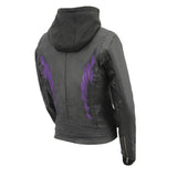 Milwaukee Leather MPL2746 Women's  Hoodie Textile Scuba Jacket with Purple Wings