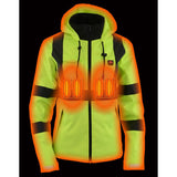 Nexgen Heat MPL2773SET Women's Heated Hoodie High-Viz Reflective - Zipper Front Sweatshirt Jacket w/ Battery Pack