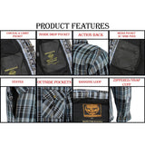 Milwaukee Leather MPM1636 Men's Plaid Flannel Biker Shirt with CE Approved Armor - Reinforced w/ Aramid Fiber