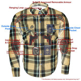 Milwaukee Leather MPM1645 Men's Plaid Flannel Biker Shirt with CE Approved Armor - Reinforced w/ Aramid Fiber