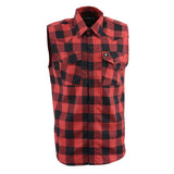 Milwaukee Leather MPM1649 Men’s Classic Black and Red Button-Down Flannel Cut Off Sleeveless Casual Shirt