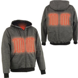 Nexgen Heat MPM1713SET Men's “Fiery’’ Heated Hoodie- Black Zipper Front Sweatshirt Jacket for Winter w/Battery Pack