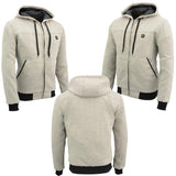 Nexgen Heat MPM1714SET Men's “Fiery’’ Heated Hoodie Silver Zipper Front Sweatshirt Jacket for Winter w/Battery Pack