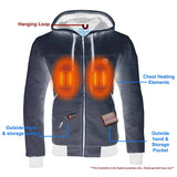 Nexgen Heat MPM1714SET Men's “Fiery’’ Heated Hoodie Silver Zipper Front Sweatshirt Jacket for Winter w/Battery Pack