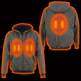 Nexgen Heat MPM1717DUAL Technology Men's “Fiery’’ Heated Hoodie - Grey Sweatshirt Jacket for Winter w/ Battery Pack