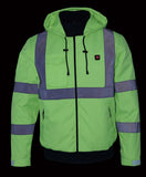 Nexgen Heat MPM1773SET Men's Heated High Visibility Work Hoodie, Neon Green Hi Vis Reflective Hoodie w/ Battery