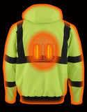 Nexgen Heat MPM1773SET Men's Heated High Visibility Work Hoodie, Neon Green Hi Vis Reflective Hoodie w/ Battery