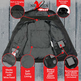 Nexgen Heat NXM1761SET Men’s Black Igniter 'Heated' Soft Shell Racing Style Motorcycle Heated Jacket w/ Battery