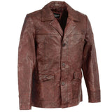 Milwaukee Leather SFM1870 Men's Classic Red Leather Button Closure Car Coat Blazer Jacket