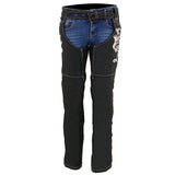 Milwaukee Leather SH1182 Women's Black with Pink Textile Motorcycle Riding Chaps with Tribal Embroidery