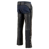 Milwaukee Leather Chaps for Men's Black Leather 4-Pockets - Snap Out Thermal Lined Motorcycle Riders Chap - SH1191C