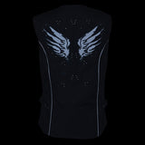 Milwaukee Leather SH1955 Ladies Black Textile Vest with Wing Embroidery