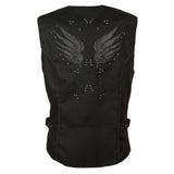 Milwaukee Leather SH1955 Ladies Black Textile Vest with Wing Embroidery