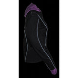 Milwaukee Leather MPL1967 Women's 3/4 Hooded Black and Purple Textile Jacket with Reflective Tribal Detail