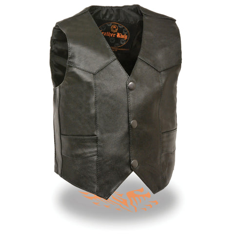 Milwaukee Leather SH2011 Kids Black Classic Three Snap Leather Vest