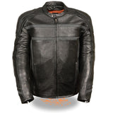 Milwaukee Leather ML2083 Men's Black Premium Leather Vented Motorcycle Rider Jacket w/ Reflective Piping
